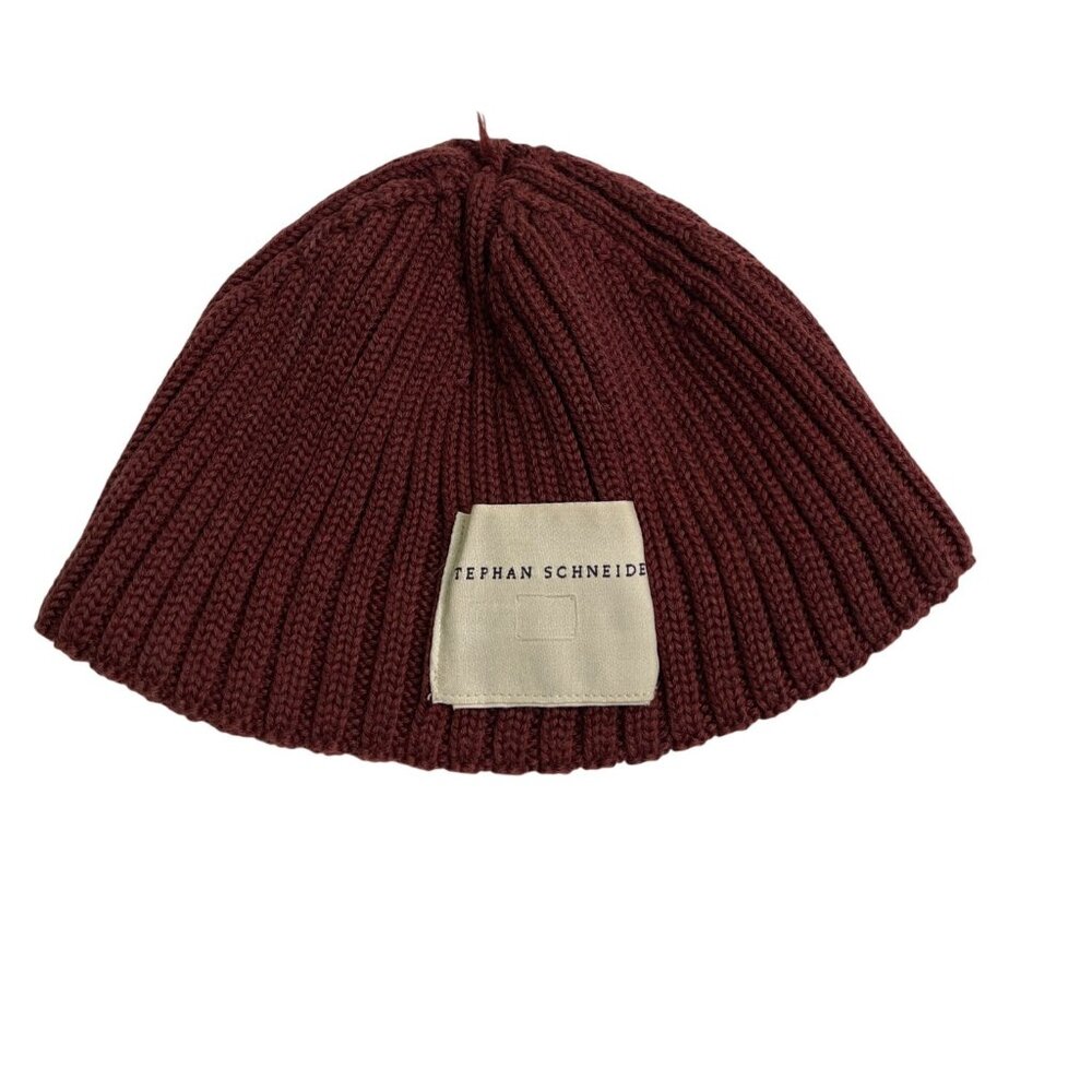 Stephan Schneider brown Ribbed Knit Wool Beanie Hat